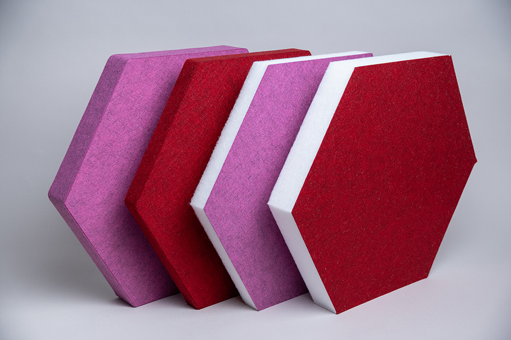 soni HEXAGON Absorbeurs de son hexagonaux roses rouges