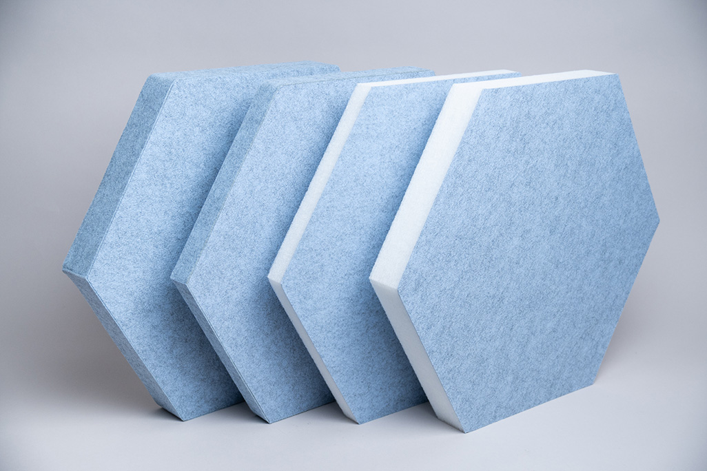 soni HEXAGON Blaue sechseckige Schallabsorber in diversen dicken