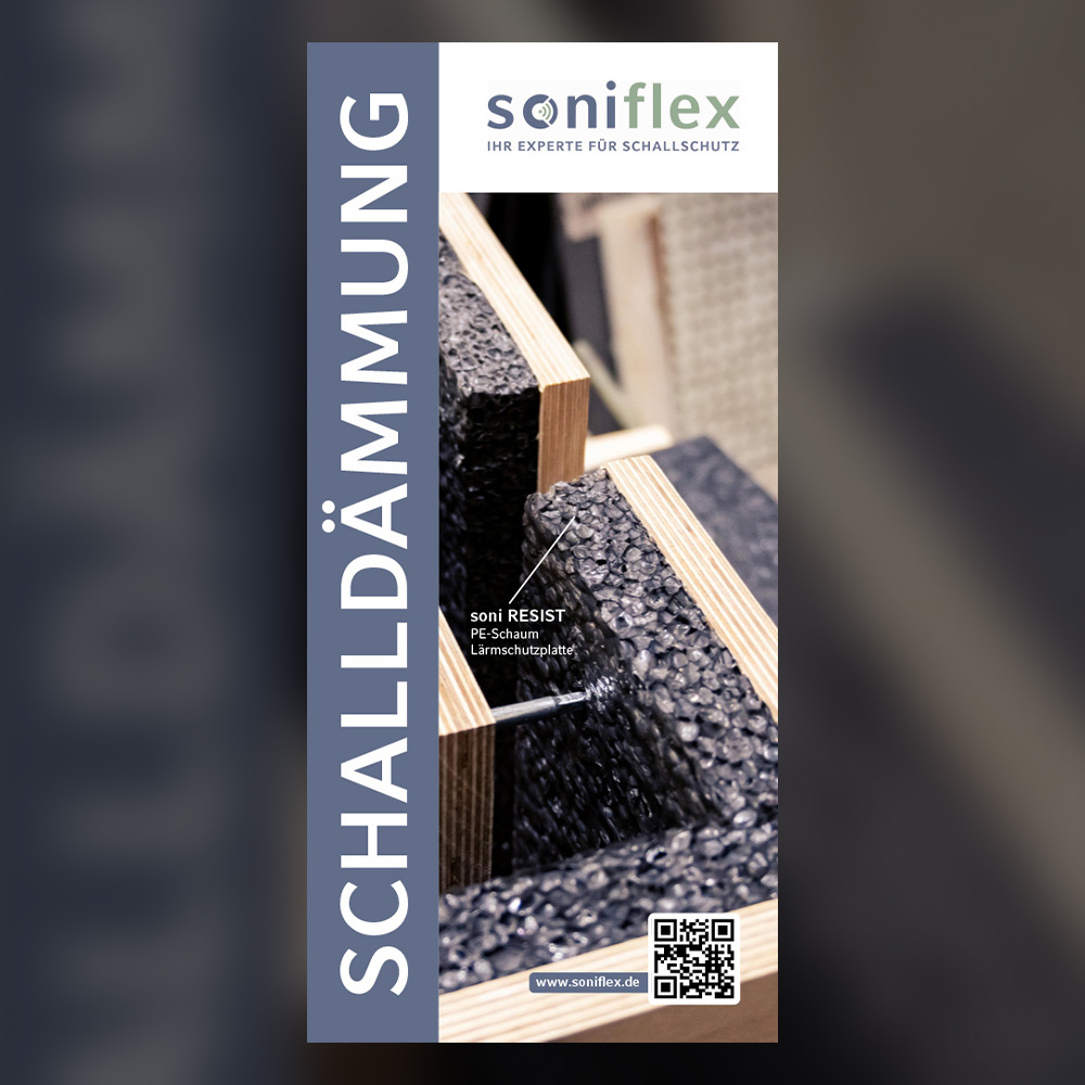 Schalldämmungsflyer mit einer abgebildeten Einhausung