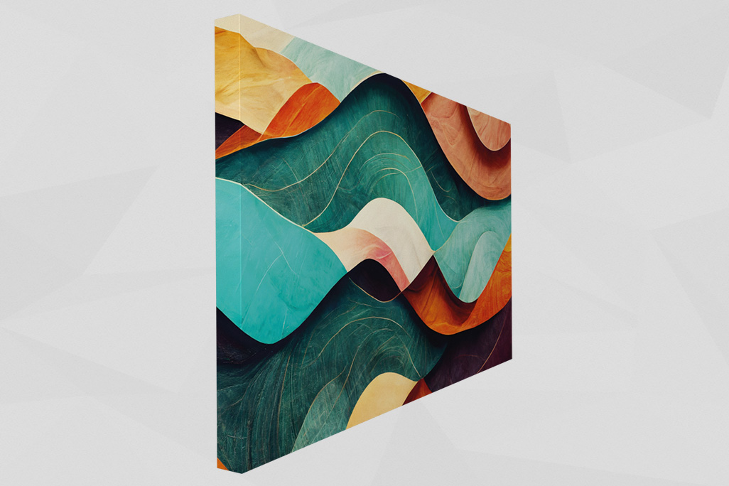 soni PICTURE colored waves zeigt abstrakte Wellen  auf einer Leinwand, die in sanften Farben harmonisch miteinander fließen und eine beruhigende Atmosphäre schaffen.