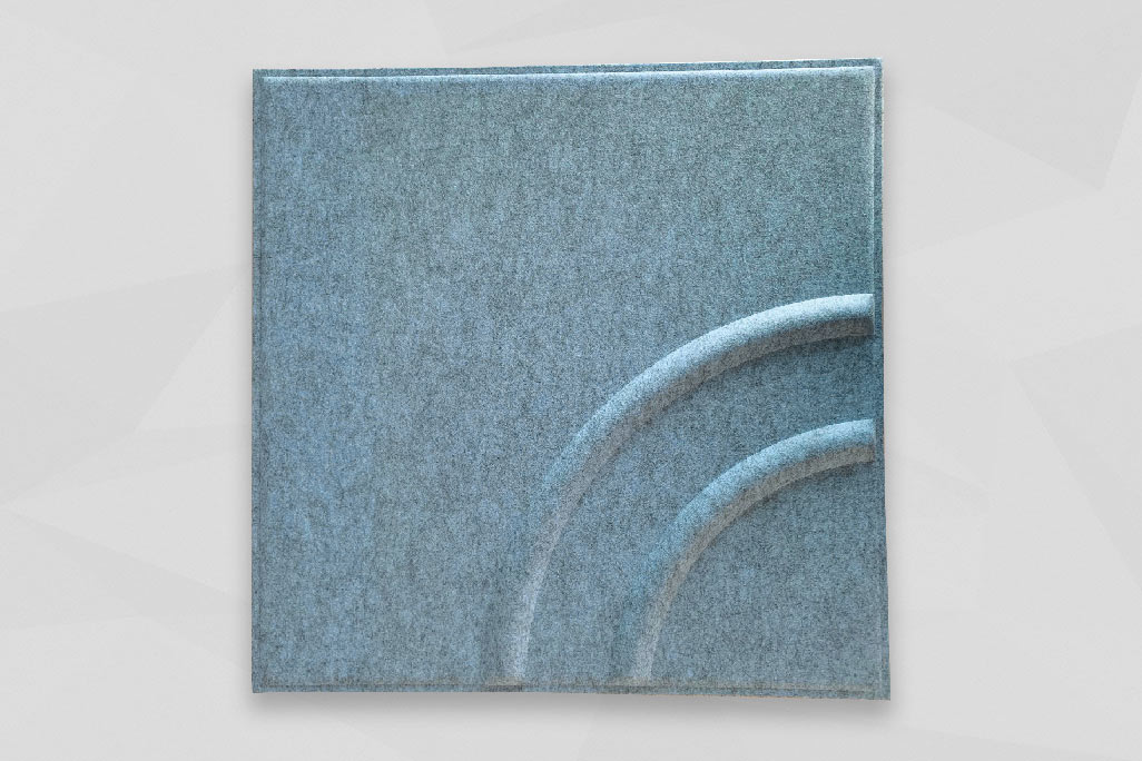 Rechteckiger Rasterdeckeneinleger in Blau soni COLOR Design vor grauem Hintergrund fotografiert