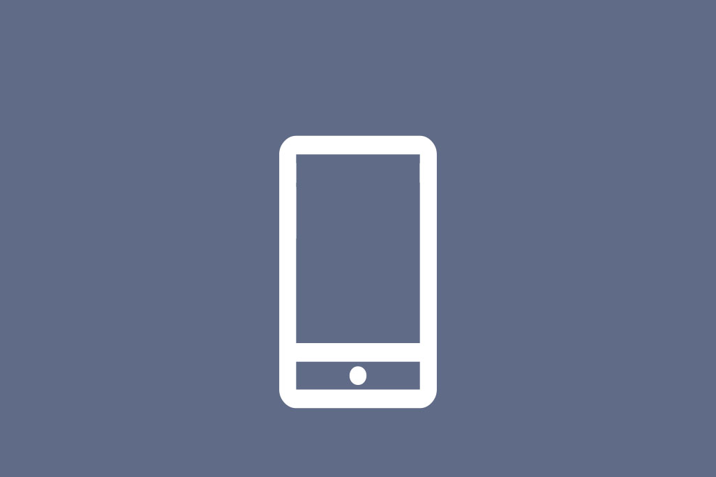 Icon eines Handys auf blauen Untergrund
