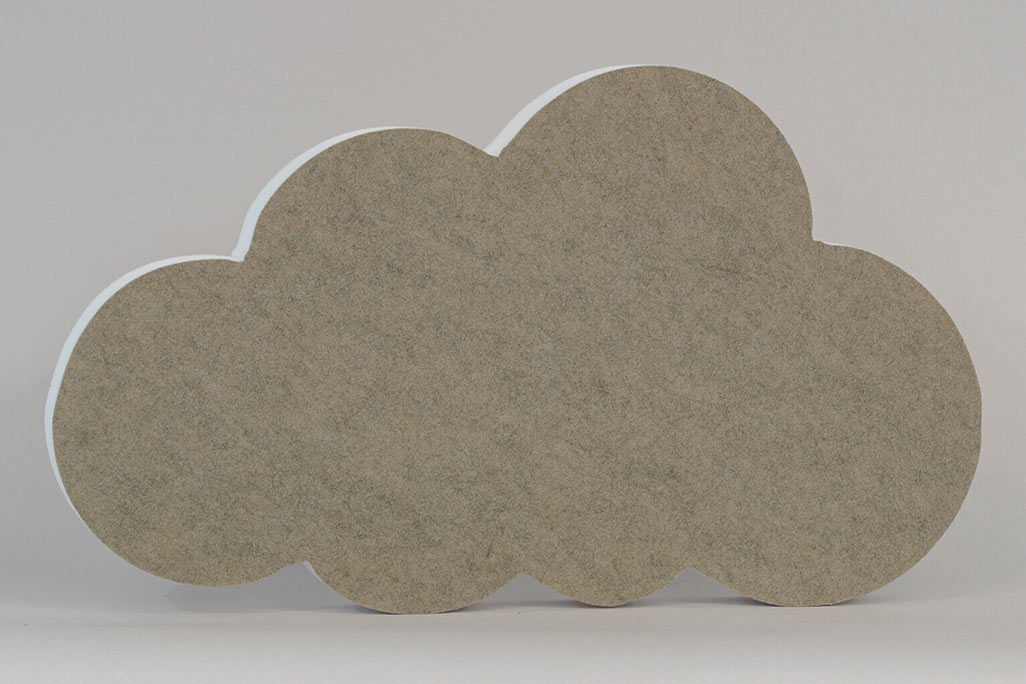 Absorbeur acoustique en forme de nuage (soni ELEMENT CLOUD) de couleur beige sur fond gris