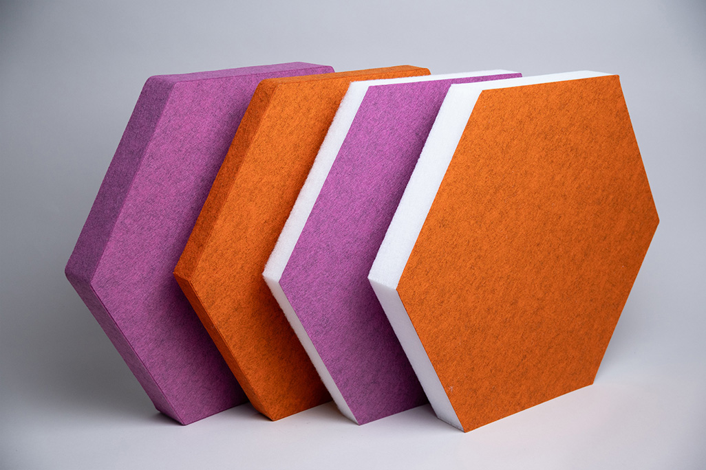 soni HEXAGON Absorbeurs de son hexagonaux roses et orange